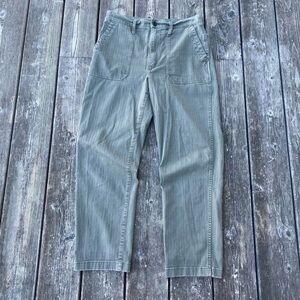 Madewell Green Utility Grunge Cotton Pants w Button Back Pockets Sz 28